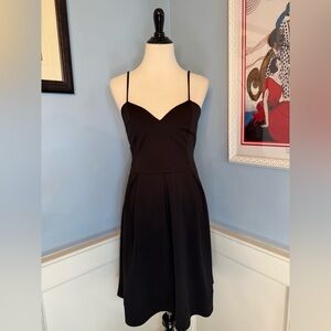 Modcloth "Happy as a Clambake" Fit and Flare Pleated Dress Black Sz L